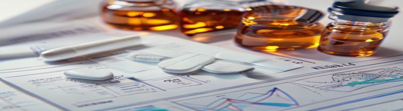 Pharmaceutical blister packs and pharmacovigilance report on laboratory bench